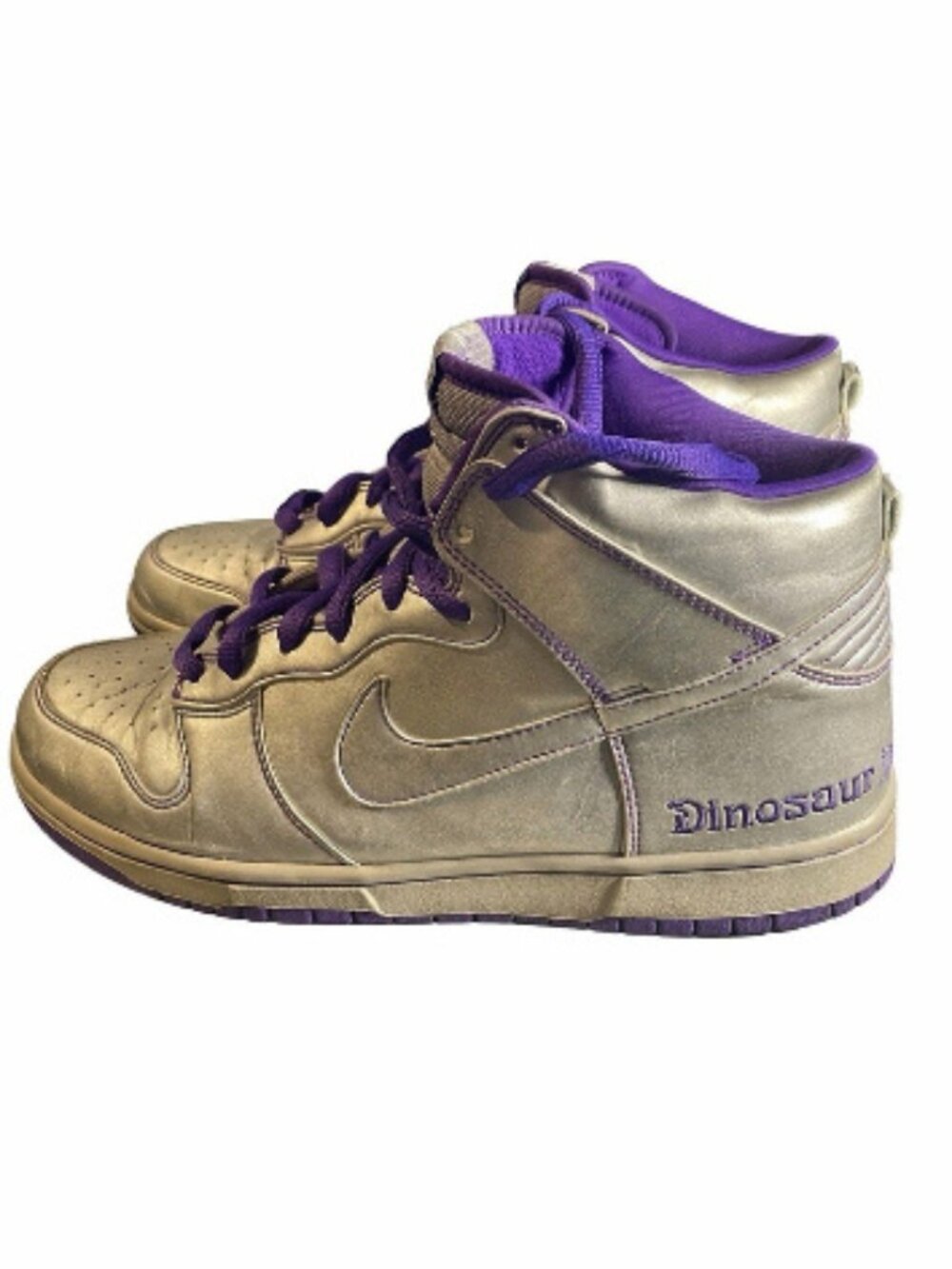 Nike Dunk High Premium SB Dinosaur Jr Metallic Silver Purple 2007 Size 10
